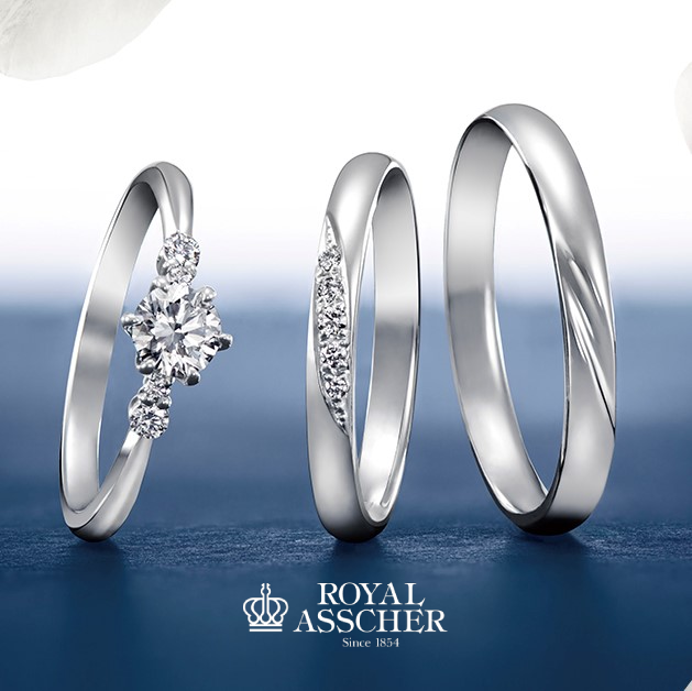 プラチナ ダイヤモンド ハーフエタニティリング|Royal Asscher